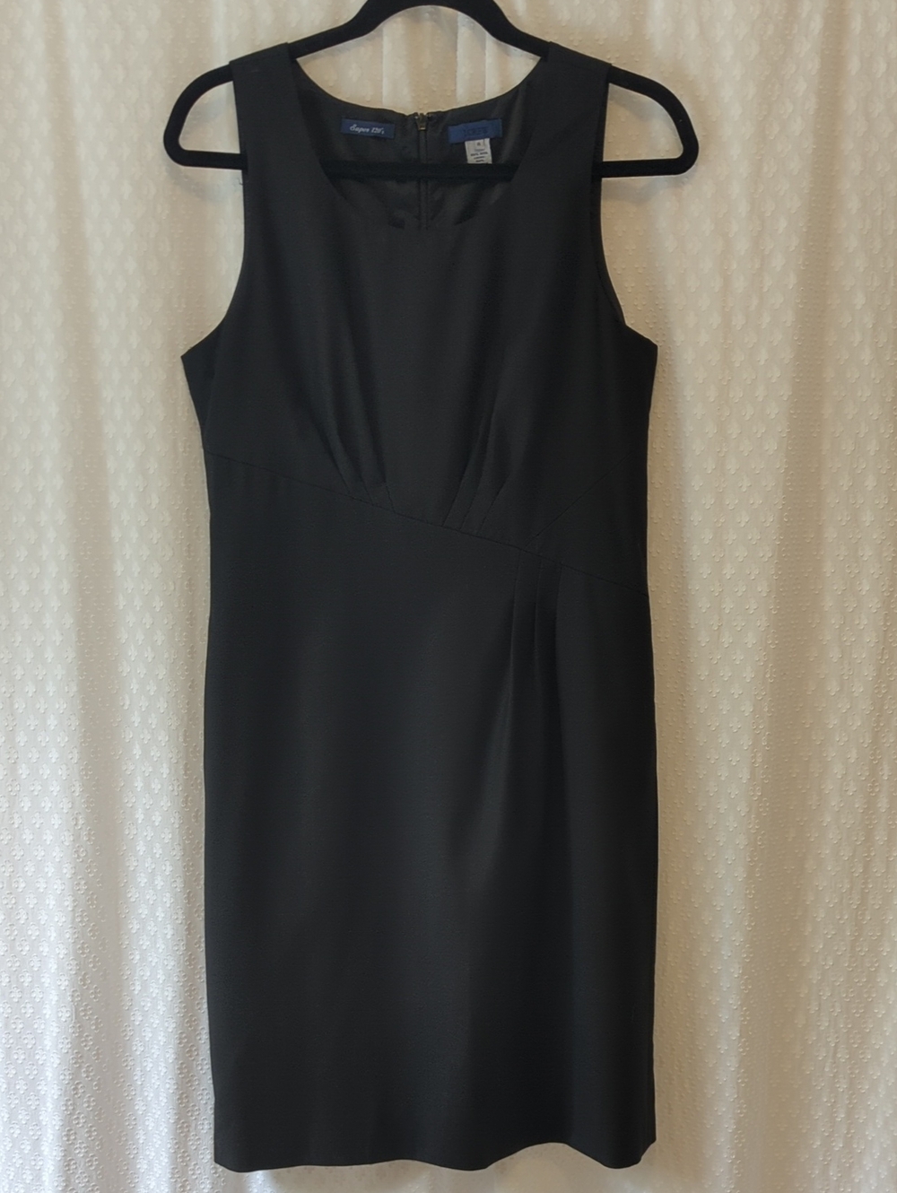 J. Crew Black Sleeveless Wool Sheath Dress Asymmetrical Detail Women's Size 8